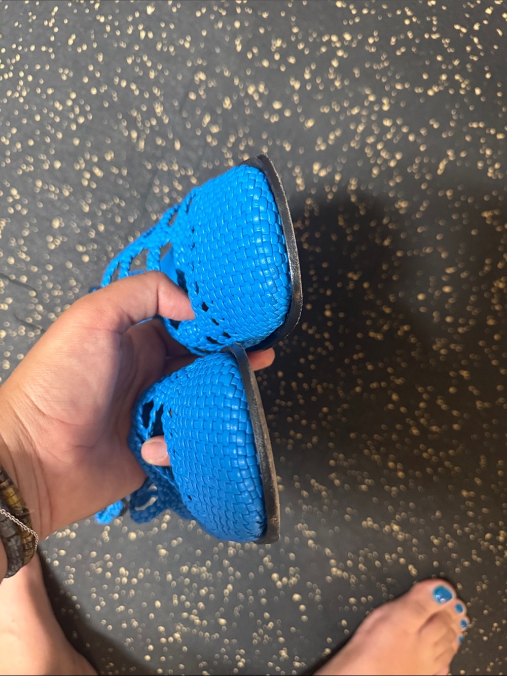 Hereu Barana Woven Mules - Bright Blue Leather Flats - Picture 8 of 9